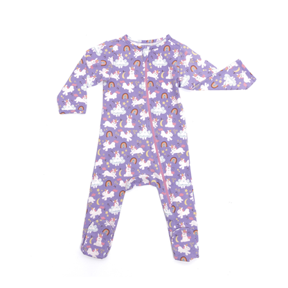 Organic Footed Baby Sleeper - Unicorns