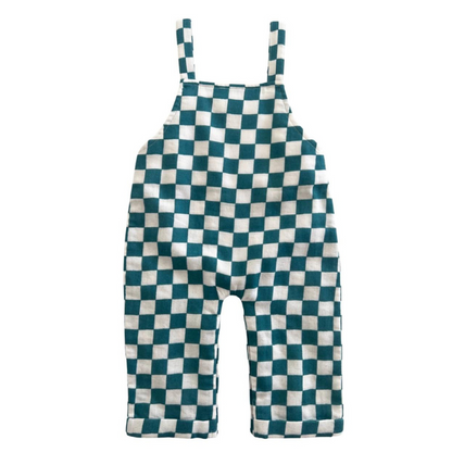 Organic Baby Overalls - Pacific Checkerboard
