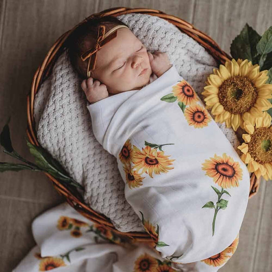 Organic Muslin Baby Swaddle - Sunflower