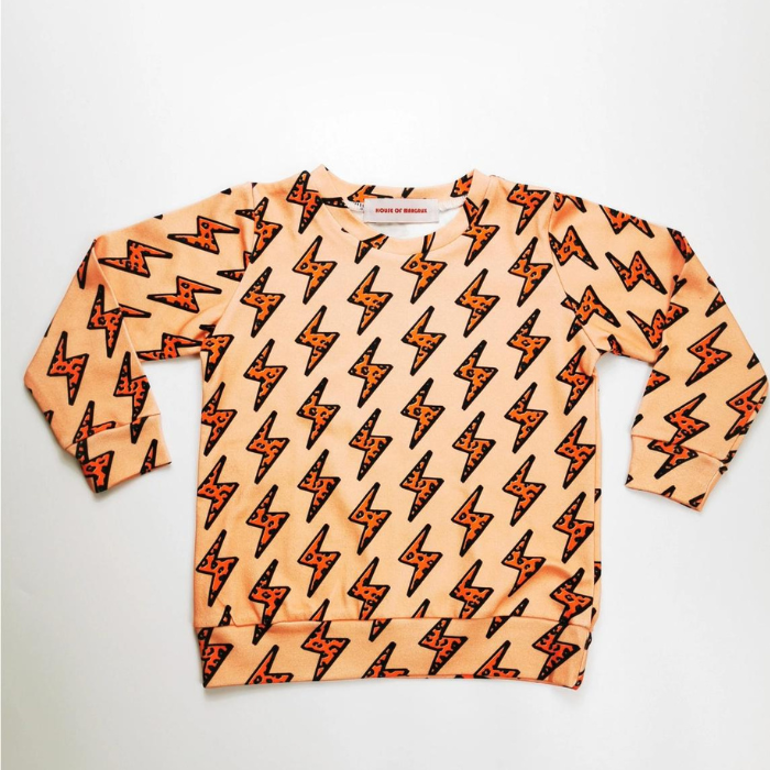 Organic Toddler Long Sleeve Graphic Top - Leopard Lightning Bolts