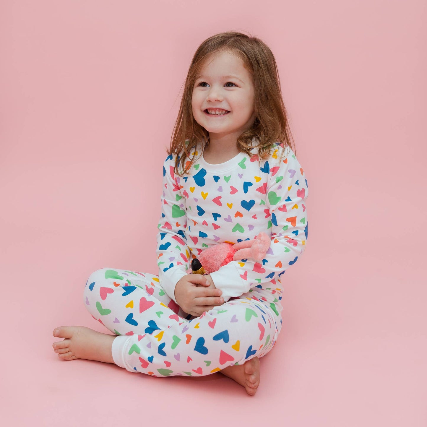 Organic Toddler & Kid Pajamas - Colorful Hearts