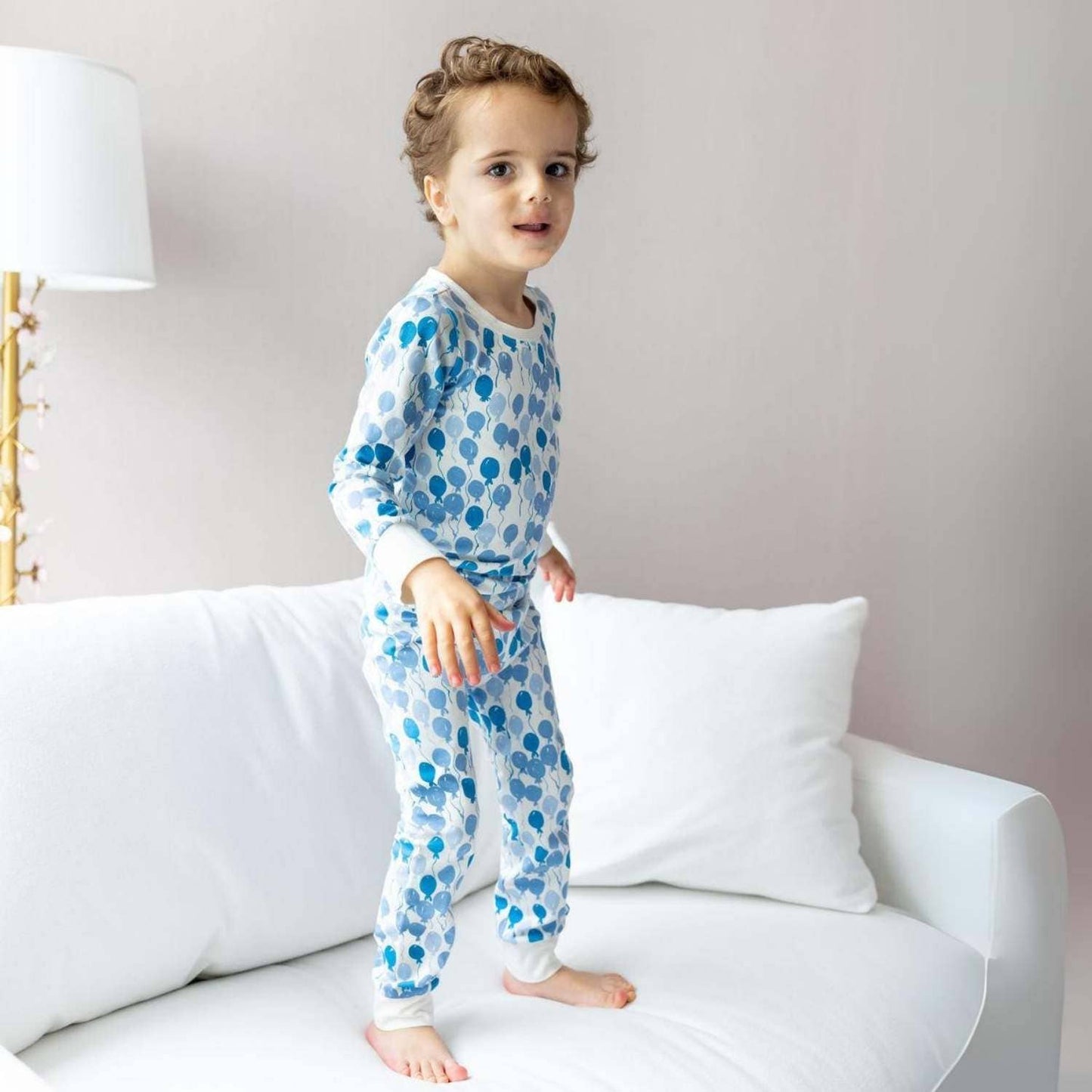 Organic Toddler & Kids Pajamas - Blue Balloons