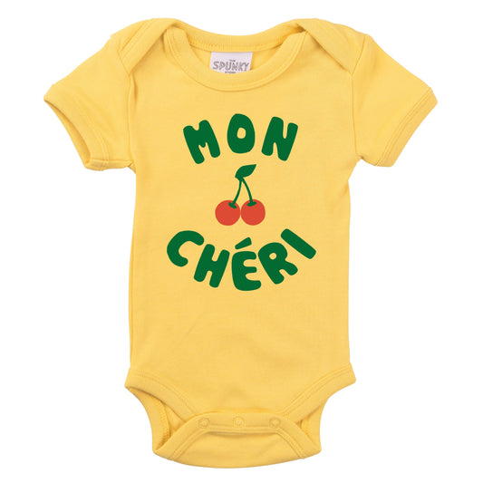 Organic Mon Cheri French Cherry Baby Bodysuit - Yellow