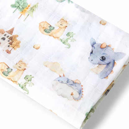 Organic Muslin Baby Swaddle - Dragon