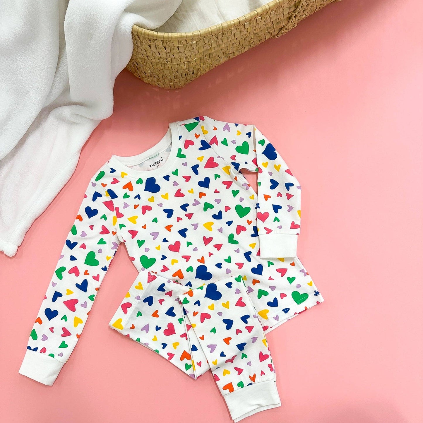 Organic Toddler & Kid Pajamas - Colorful Hearts