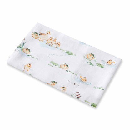 Organic Muslin Baby Swaddle - Duck Pond