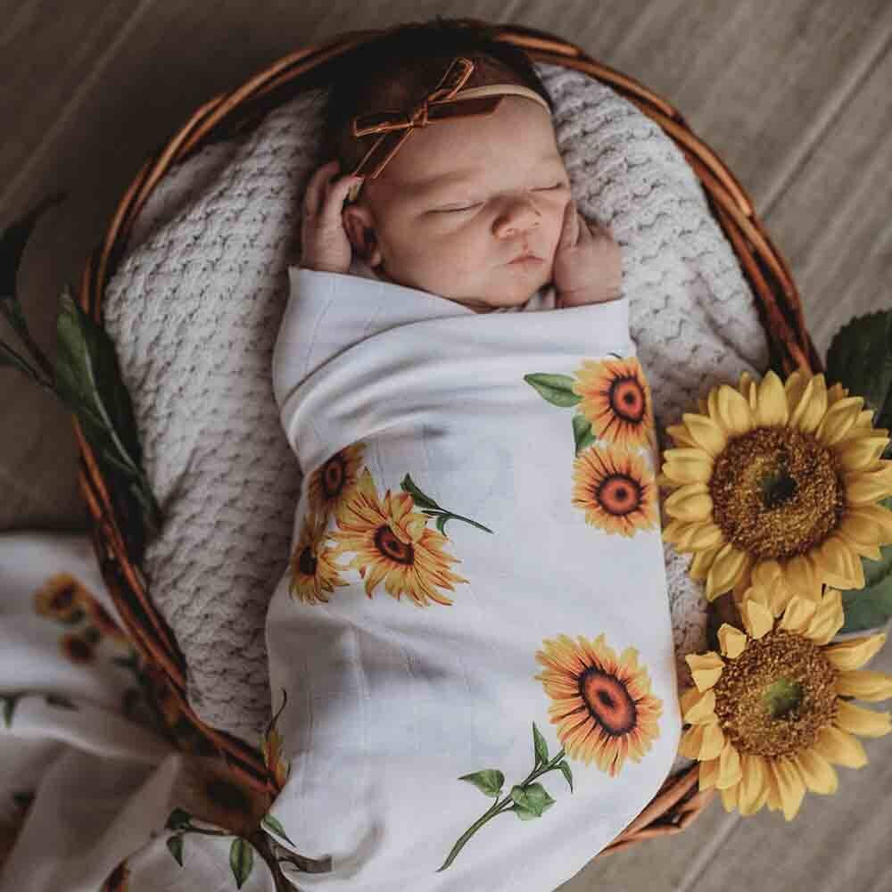 Organic Muslin Baby Swaddle - Sunflower