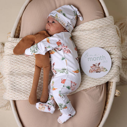 Organic Zip Footed Baby Sleeper - Farm