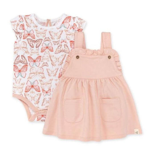 Organic Baby Dress & Butterfly Bodysuit Set - Pink