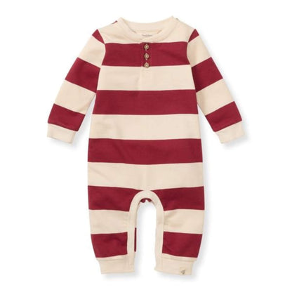 Holiday Striped Organic Henley Baby Jumpsuit