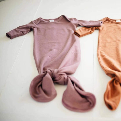 Knotted Baby Sleep Gown - Mauve