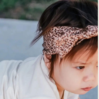 Organic Baby Headband Bow Knot - Leopard