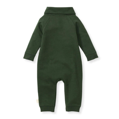 Organic Baby Shawl Collar Jumpsuit - Pine Green