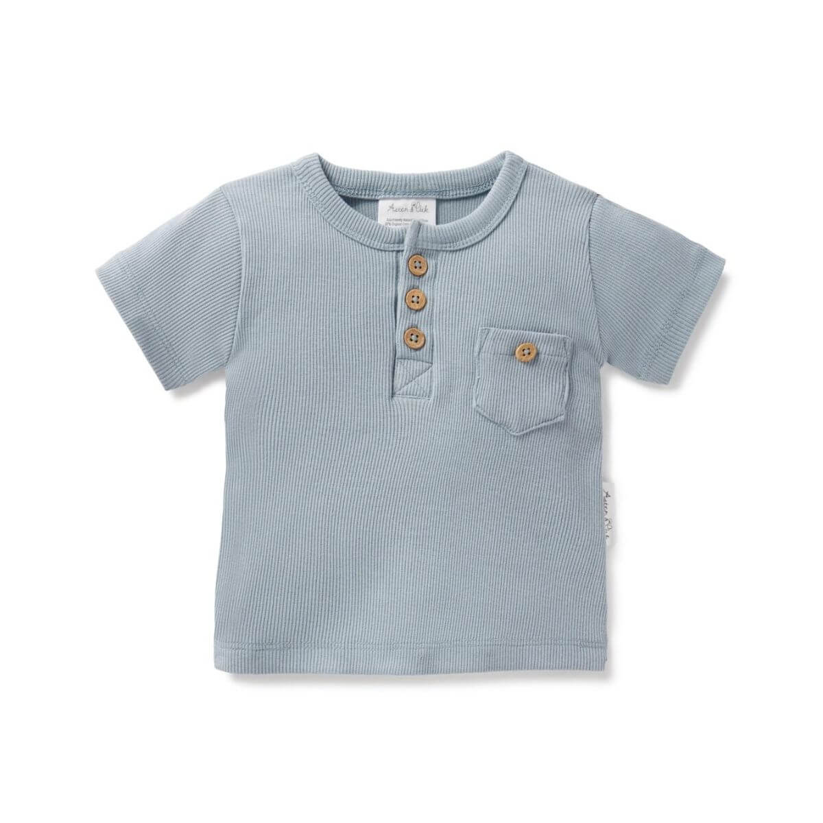 Organic Baby & Toddler Henley Tee - Blue