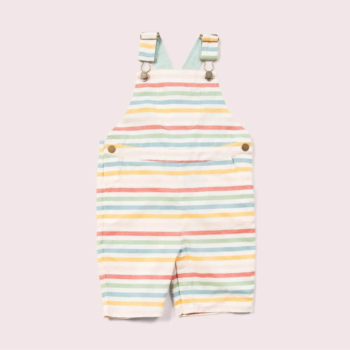 Organic Toddler Overalls - Rainbow Stripe