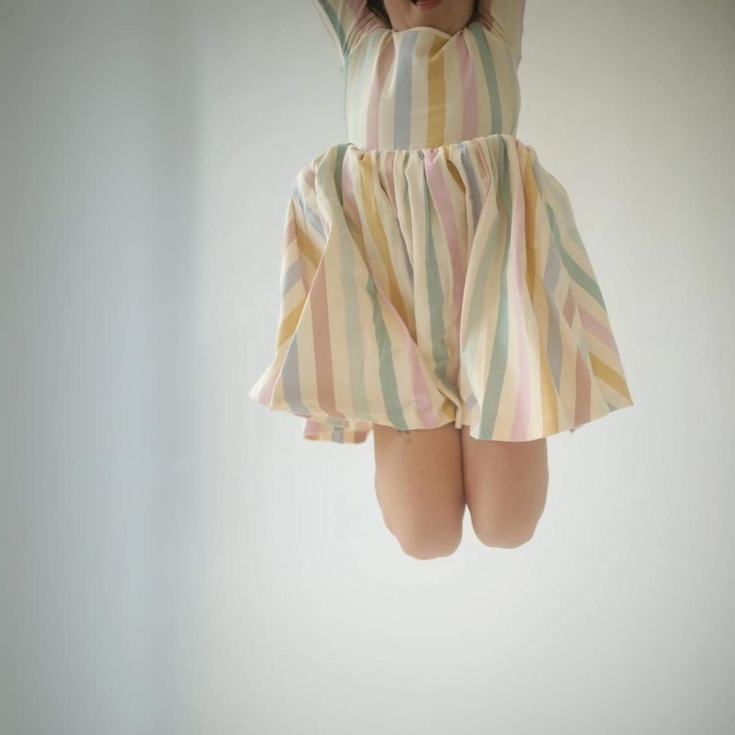 Organic Cotton Short Sleeve Twirl Dress - Pastel Stripes