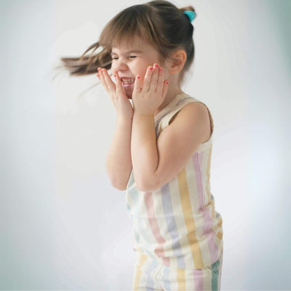 Organic Cotton Tank & Shorts Toddler & Kid Set - Pastel Stripes