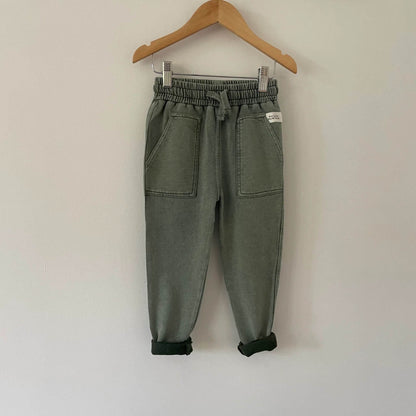 Organic Cotton Toddler & Kid Cargo Pants - Green