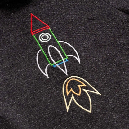 Organic Embroidered Toddler & Kid Hoodie - Rocket Launch