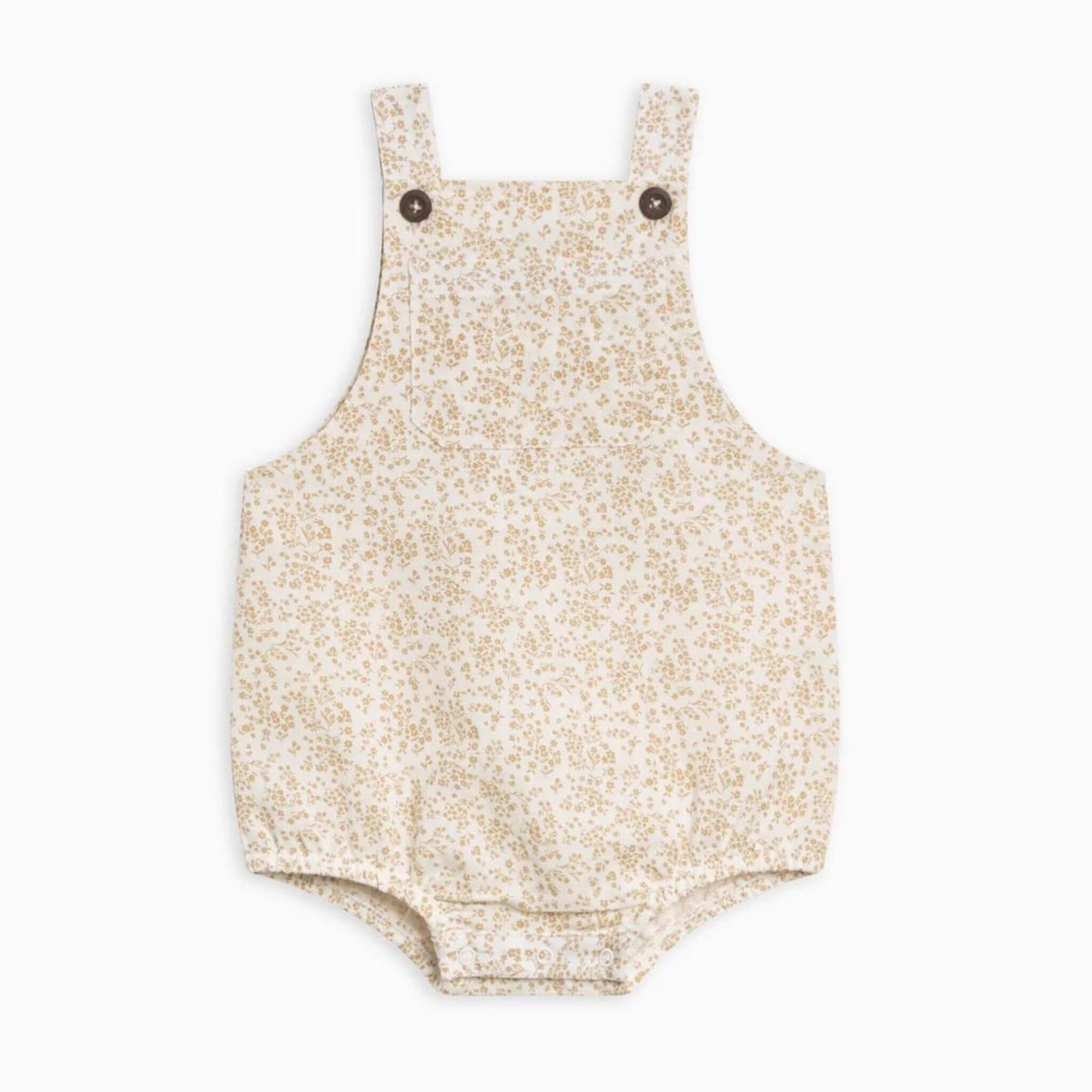 Organic Linen Alani Floral Baby Bubble Romper - Latte