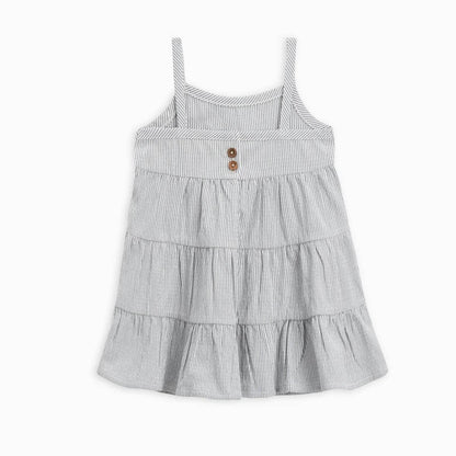 Organic Toddler Cari Seersucker Tiered Dress - Shore Stripe / Mist