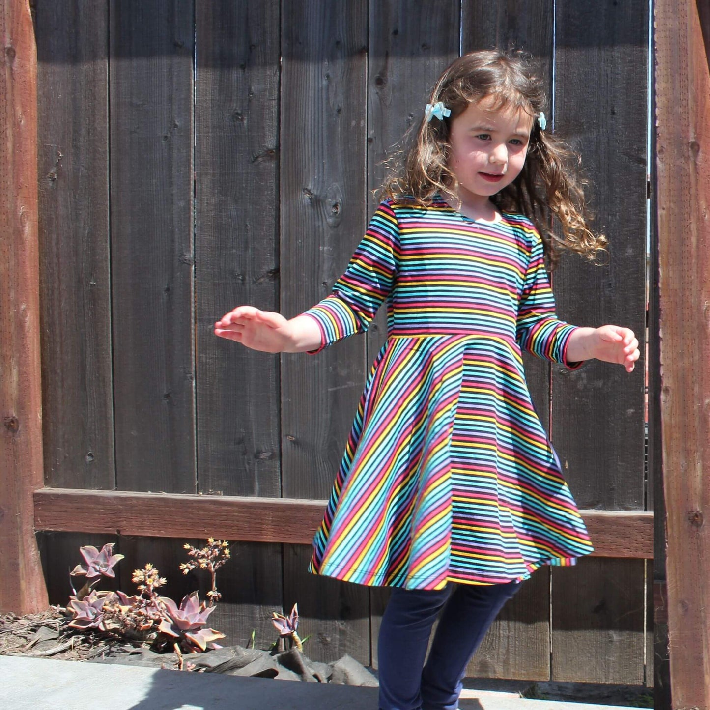 Organic Toddler Dress - Jewel Stripe / Rainbow