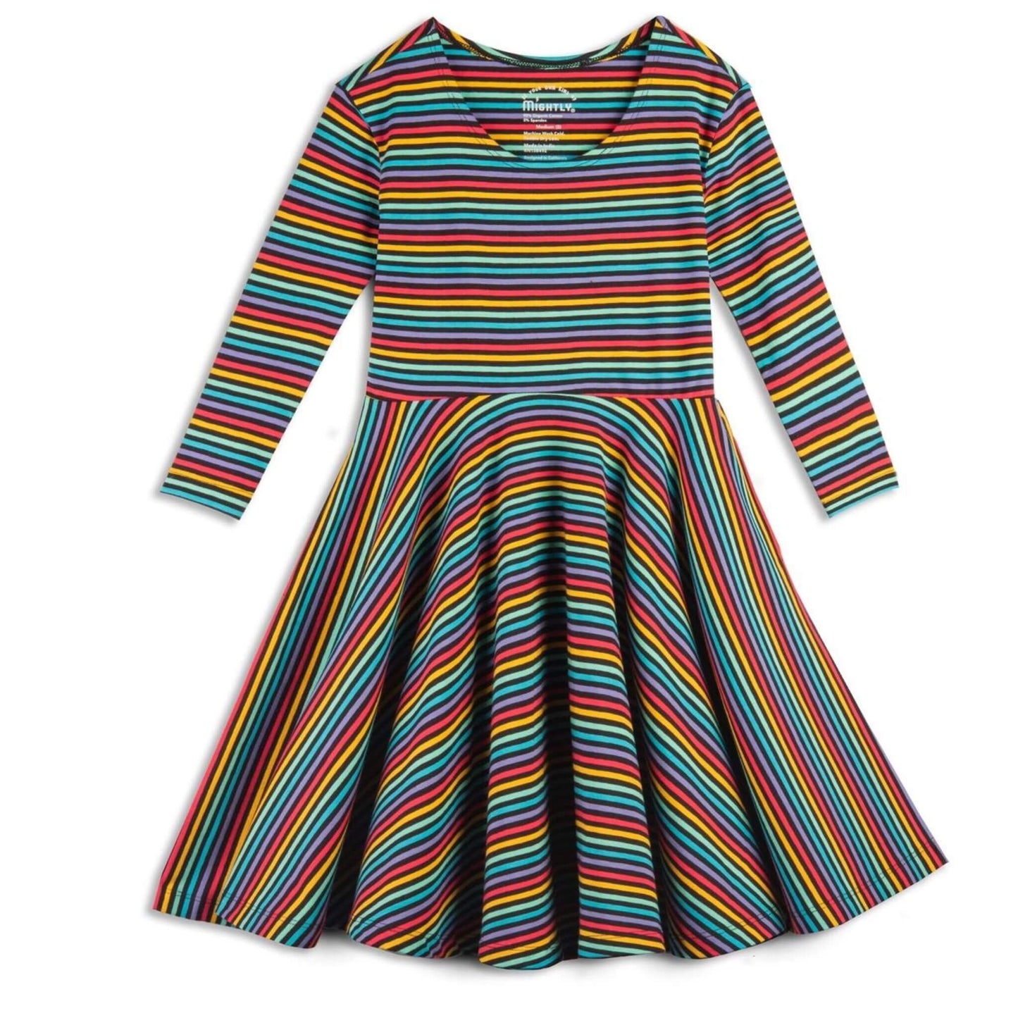 Organic Toddler Dress - Jewel Stripe / Rainbow