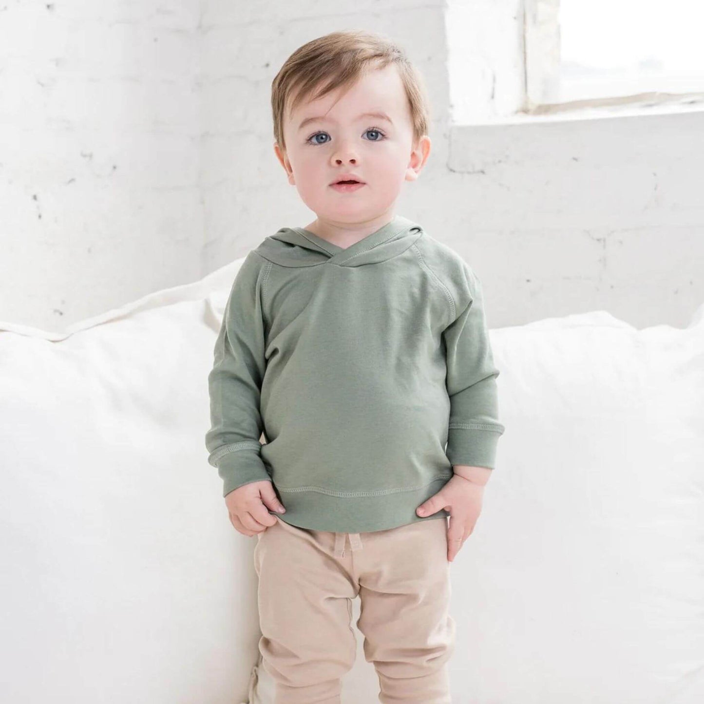 Organic Toddler Hooded Sweater - Thyme