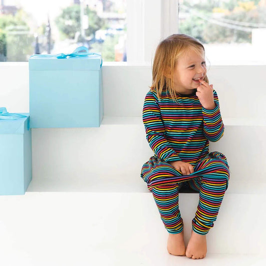 Organic Toddler Reinforced Knee Leggings - Jewel Stripe