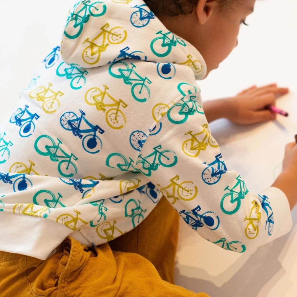 Organic Cotton Toddler & Kid Zip Hoodie - Bicycles