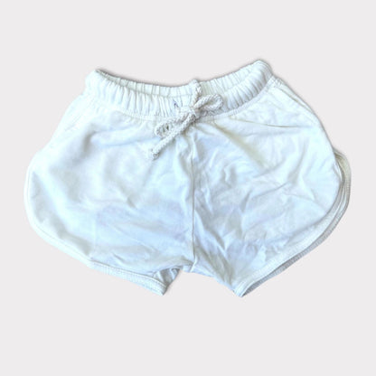 Organic Toddler & Kid Track Shorts - White