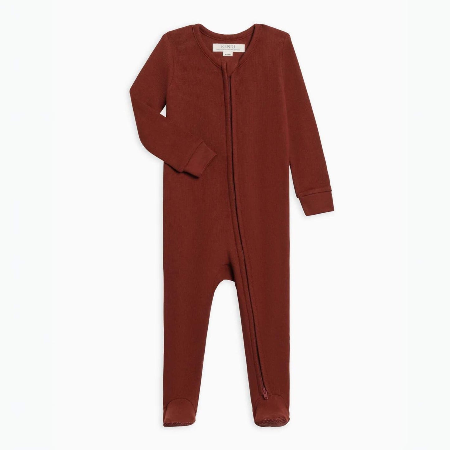 Peyton Organic Knit Ribbed Zipper Baby Sleeper - Garnet