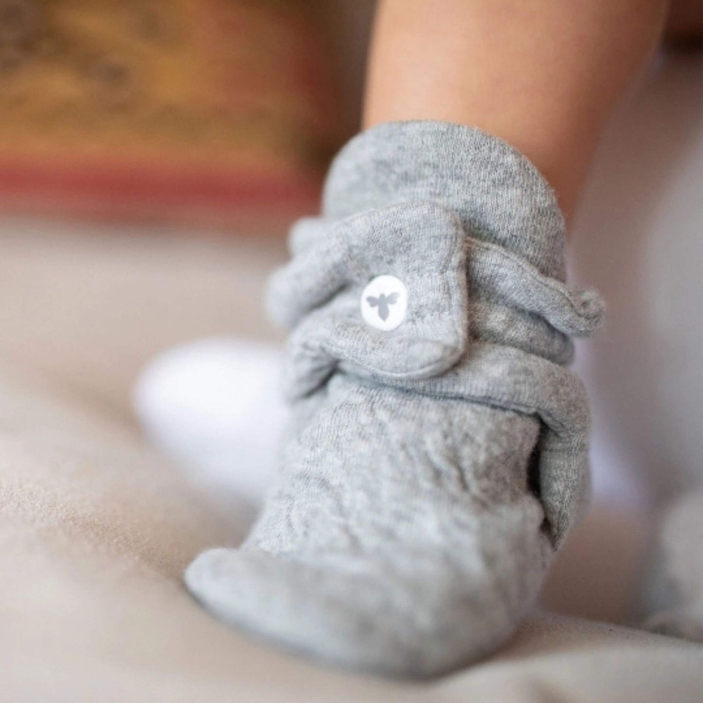 Quilted Bee Organic Cotton Baby Booties - Heather Gray