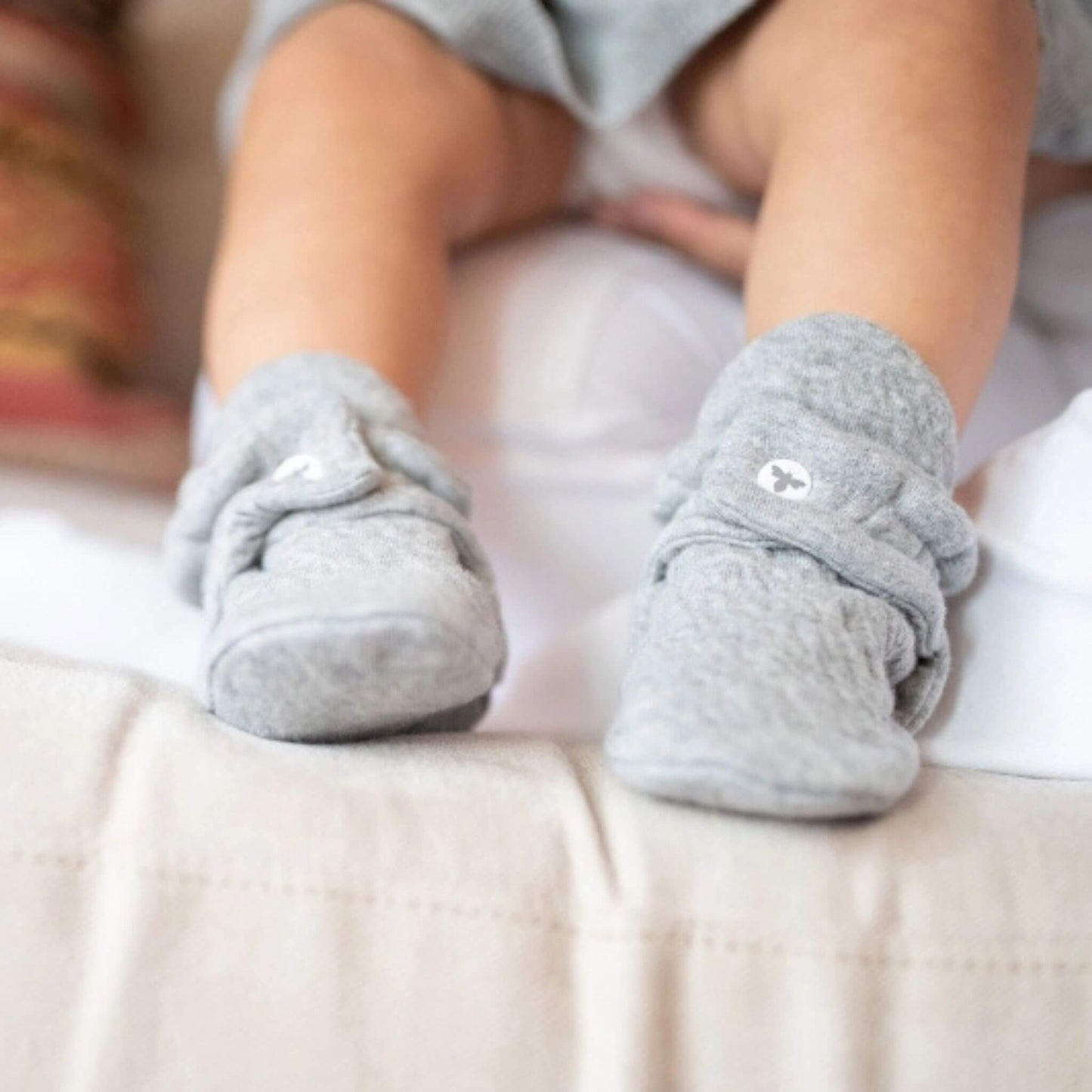 Quilted Bee Organic Cotton Baby Booties - Heather Gray