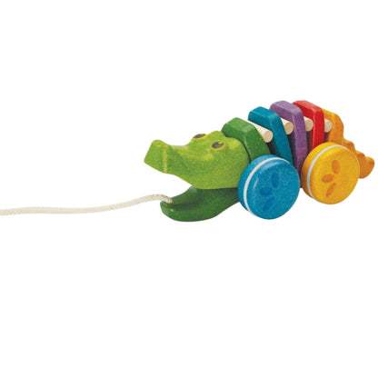 Rainbow Alligator Wood Pull Toy