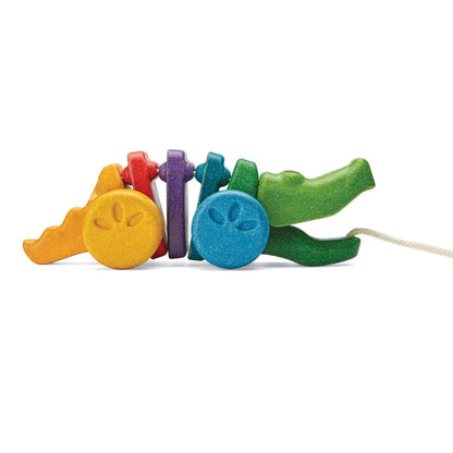 Rainbow Alligator Wood Pull Toy