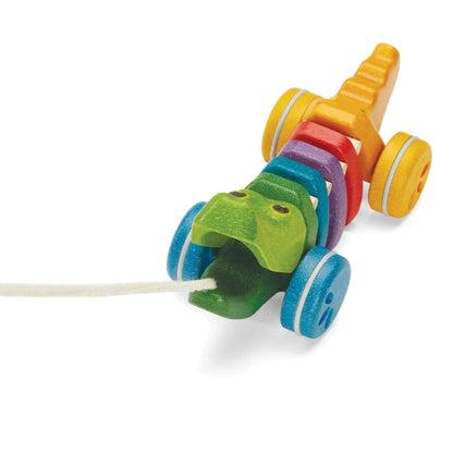 Rainbow Alligator Wood Pull Toy