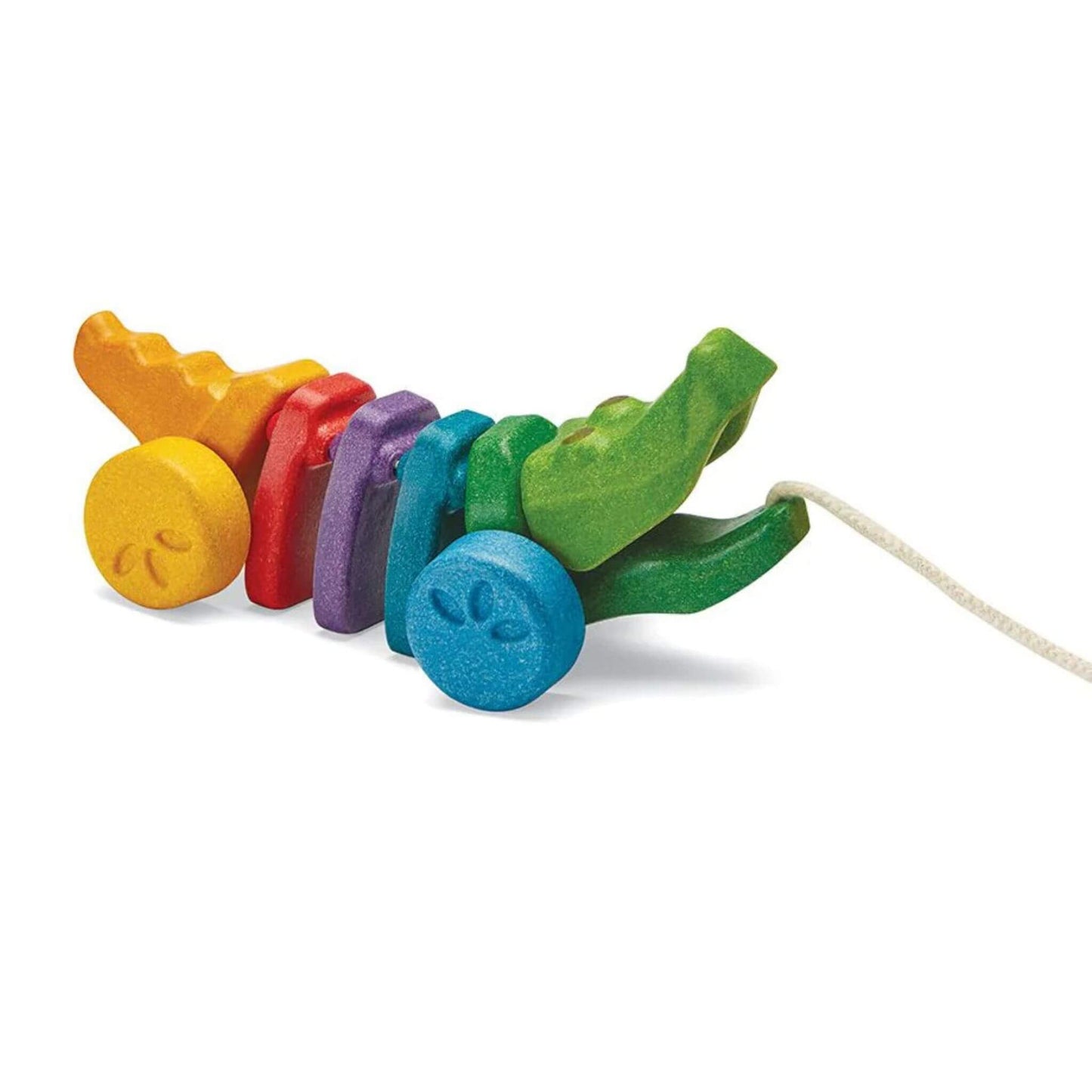 Rainbow Alligator Wood Pull Toy