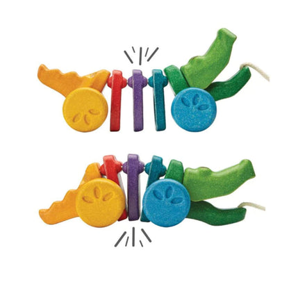 Rainbow Alligator Wood Pull Toy