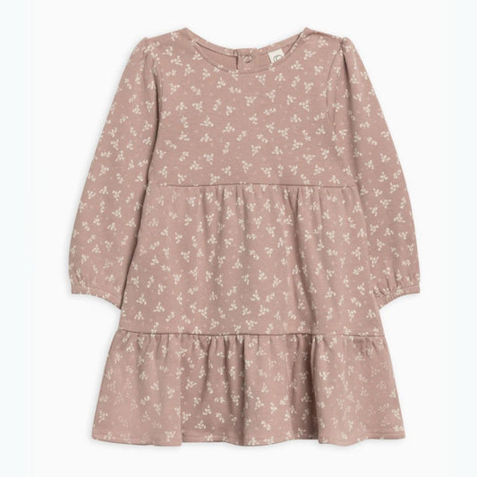 Sofia Organic Long Sleeve Tiered Toddler Dress - Wilda Floral / Wren