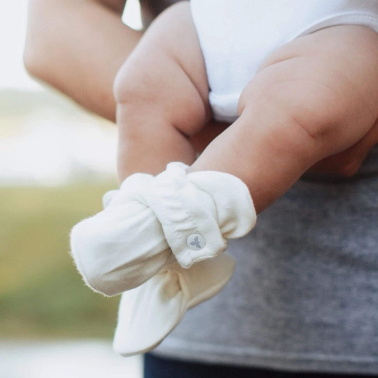 Solid Organic Cotton Baby Booties - Eggshell