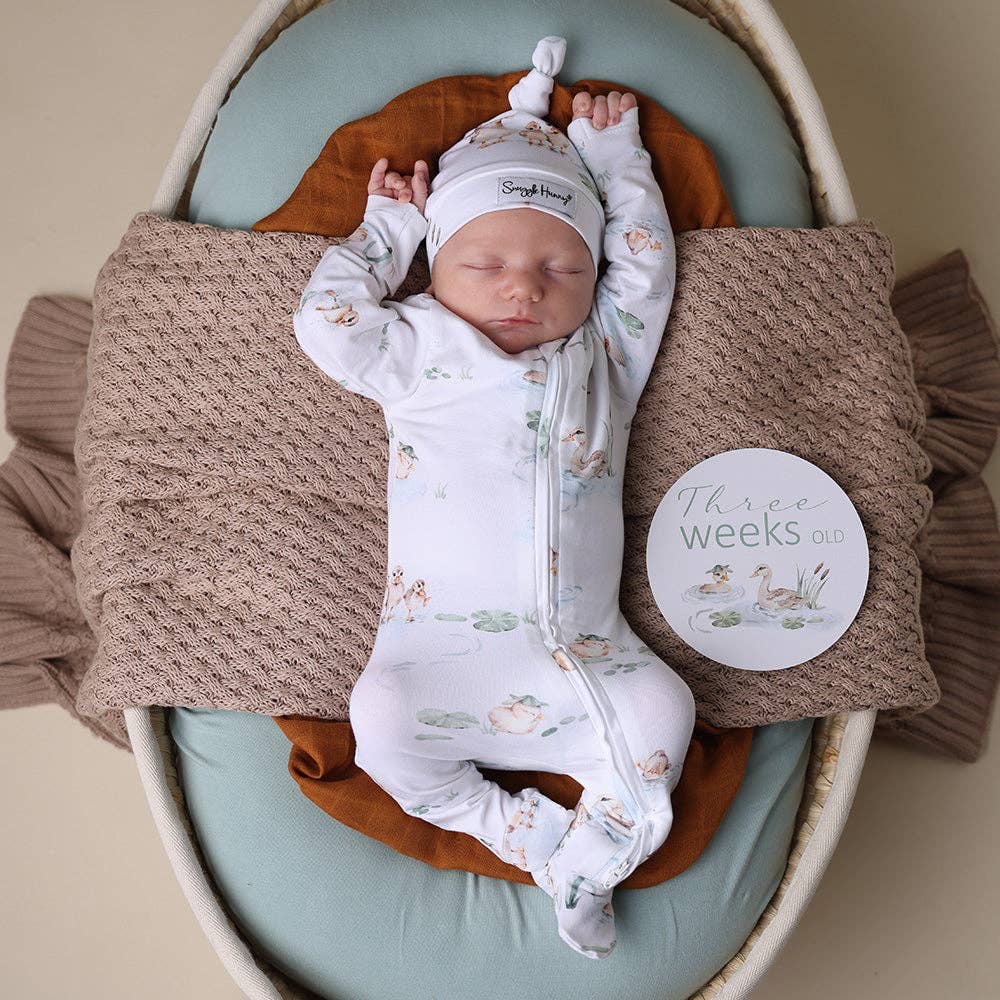 Organic Zip Footed Baby Sleeper - Duck Pond