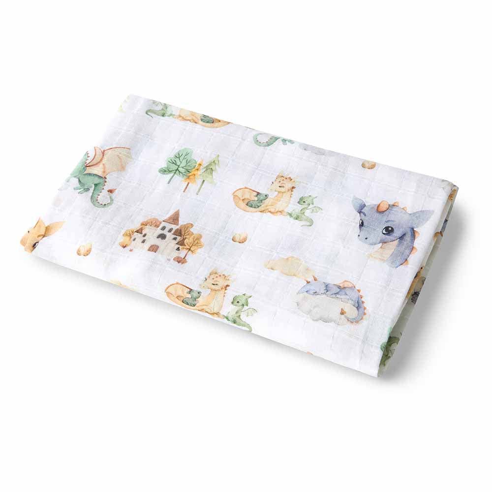 Organic Muslin Baby Swaddle - Dragon