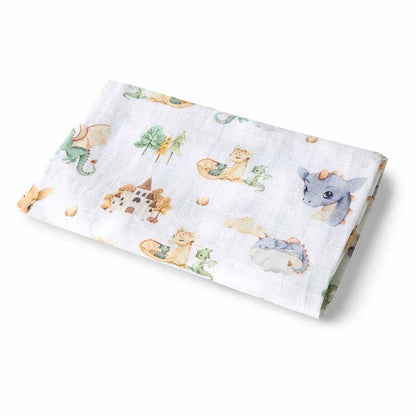 Organic Muslin Baby Swaddle - Dragon