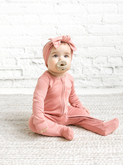 Organic Baby Peyton Zipper Sleeper - Rose