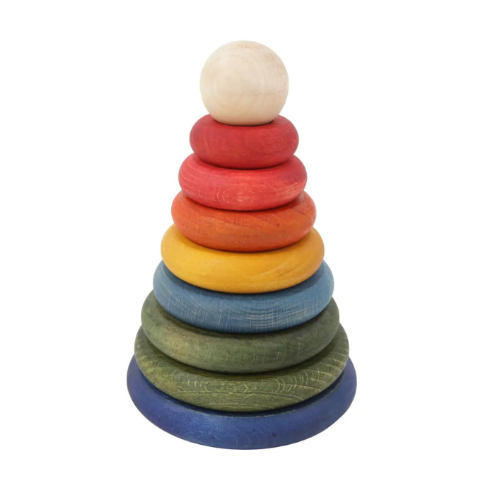 Wooden Baby Toy Montessori Stacking Rings - Rainbow