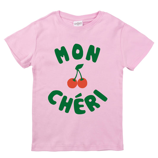 Organic Toddler & Kid Graphic T-Shirt Mon Cheri French Cherry - Pink