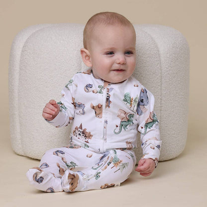 Organic Zip Footed Baby Sleeper - Dragon