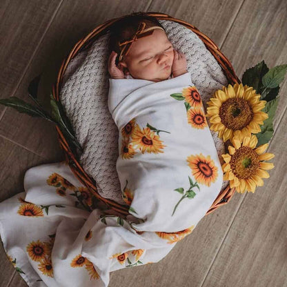 Organic Muslin Baby Swaddle - Sunflower