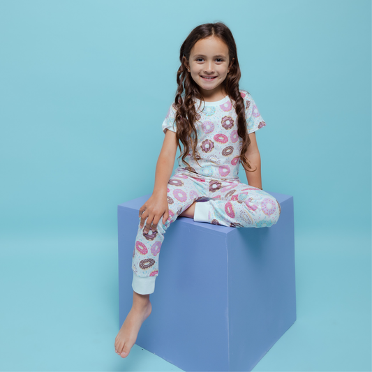 Organic Toddler & Kid Short Sleeve Pajamas - Donuts